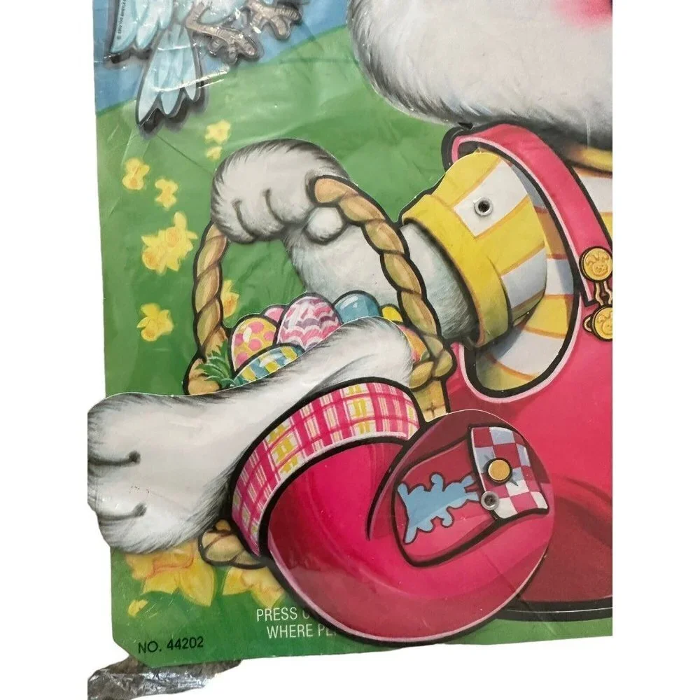 Beistle VTG 25” Jointed Easter Bunny Rabbit Die Cut‎ Posable Decoration 1992 NOS